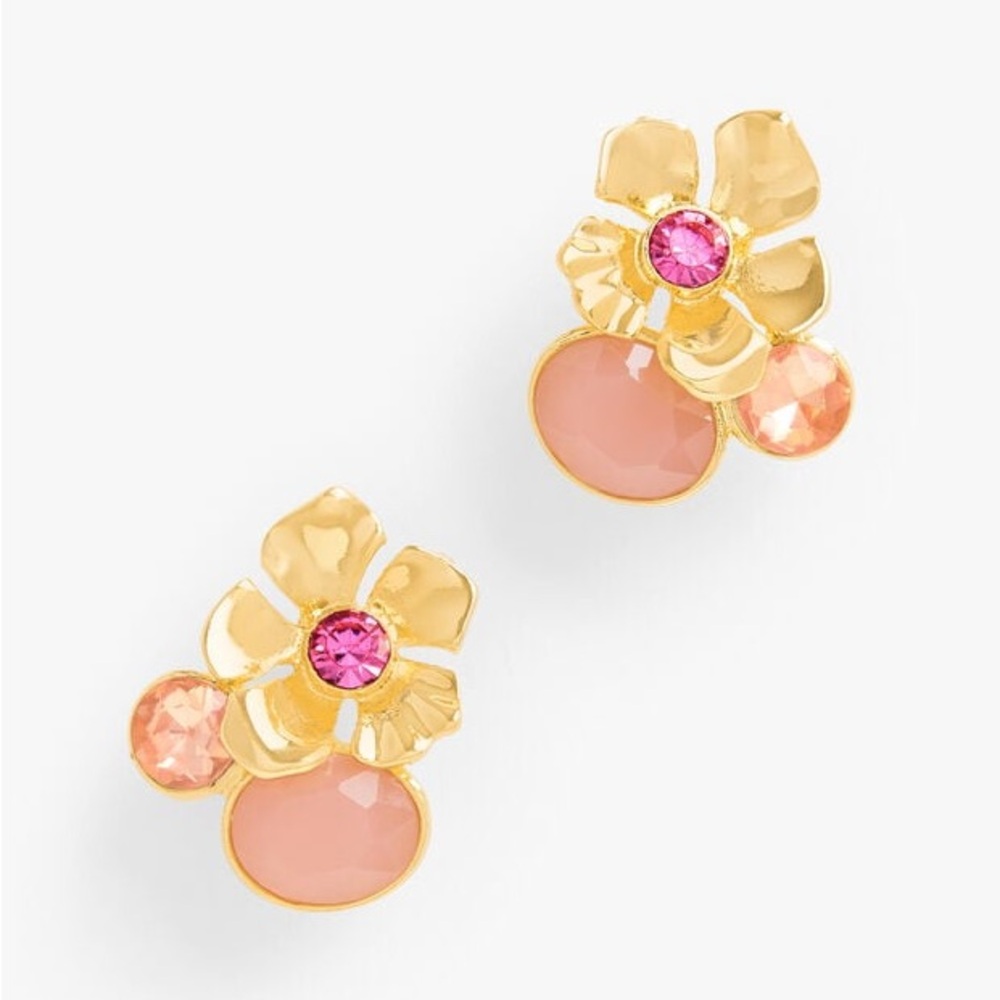 NWT Talbots Gold and Pink Floral Earrings